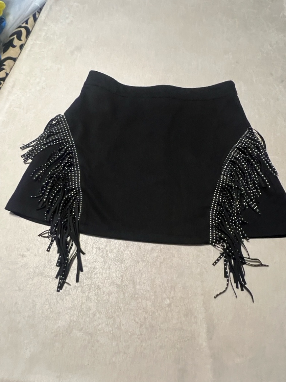 Shein Black Short Western Skirt w/Studded Fringe. Women's Size XL. #9902